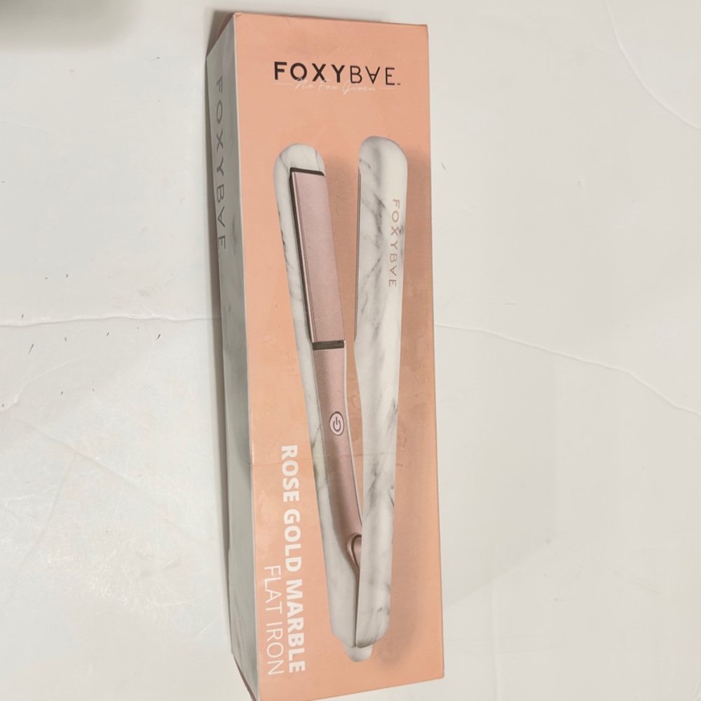 FoxyBae Rose Gold Marble Flat Iron Hair Straightener Styling Tool